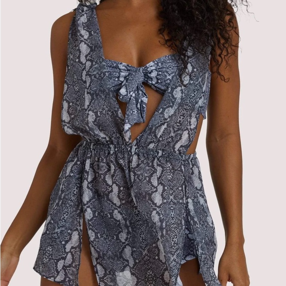 Playful Promises Sheer Snake Print Swim Coverup NWOT Size Medium